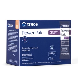 Stopové minerály Power Pak Multivitamínové a multiminerálne pakety - Elektrolytová podpora - 1200 mg Vitamín C Plus 70 Acai Berry Chuť - 30 Paketov
