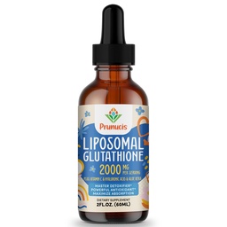 Prunucis 2000MG Lipozomálne Glutatión Tekutina, 98% Absorpcia, Aktívna forma L-Glutatión Supplement, Vegan Friendly, Výkonný Antioxidant komplex pre imunitný systém, Starnutie Detoxikácia, 2 FL.OZ