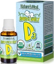 Prírodné jedlo - vitamín D kvapky pre dojčatá, Baby vitamín D kvapky pre imunitný systém, zdravie srdca, a zdravie kostí, Tekutý vitamín D s vitamínom D3 400 IU na porciu, bez príchute, 14,5 ml
