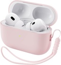 ORNARTO Kompatibilný s AirPods Pro 2 Prípad 2022, Full Protective Hybrid Silikón pre AirPods Pro 2. generácie Puzdro, Predné LED Visible Skin Cover-Pink