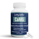 LongJuvity Calcium Alpha-Ketoglutarate Time Release AKG Supplement (1 000mg per Serving) - Gut Heath, Bone Health, Anti Aging & Longevity - Nezávisle testované laboratórium (60 Enteric obalené kapsuly)