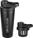 DIW 24 oz Shaker fľaša, neutíchajúca oceľ Shaker fľaša s dizajnom bez hluku, izolovaný kovový trepačkový pohár pre proteínové zmesi a pred cvičením, Gym fľaša Shaker [čierna]