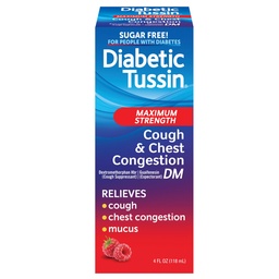 Diabetická dusené DM maximálna sila Kašeľ a kongescia hrudníka Relief Liquid Cough Sirup, Safe for Diabetics, Berry Ochutené, 4 Fl Oz (Súprava 1)