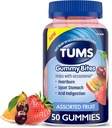 TUMS Gumoum Bites Dietary Supplement for Occasional Heart Relief, Upset Žalúdok a kyseliny tráviace ťažkosti, Rôzne ovocné príchute - 50 Počet