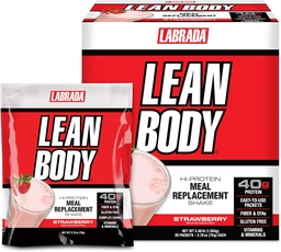 Labrada Lean Body MRP All-In-One Jahodové jedlo Replacement Shake, 40g Protein, Srvátka Blend, 8g Zdravé tuky EFA & Fiber, 22 Vitamíny a minerály , Bez umelej farby, Gluten Free, (20 paketov)