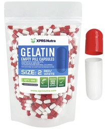 XPRS Nutra Veľkosť 2 Prázdne Kapsule - 500 Počet prázdnych želatíny Kapsule - Tabletky DIY Kapsule Plnenie - Pure Bovine Pill Gel Caps pre Do-It-Svoje vlastné doplnky (červená/biela)