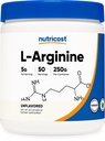 Nutricost L-arginín (250 gramov) - čistý L-arginín prášok - 5000 mg na službu; 50 dávok