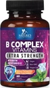 B Complex Vitamíny Kapsule - s vitamínom B12 B6 B100 C biotín folát a kyselina listová - Supplement for Heart, Brain, & Nerve Support - Super Complete B- Complex for Immune & Energy Support - 60 Kapsule