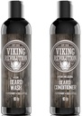 Viking revolúcia medvedí šampón a kondicionér set - Top-tier medvedia starostlivosť s Argan & Jojobové oleje pre zdravý rast medveďa, žiadne svrbenie alebo podráždenie, bohatéather, eukalyptová vôňa (10 oz)