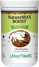 NatureMax BoostTM Pea Protein Powder - Energy Supplement Meal Replacement - 20g Protein per Serving - Natural Chocolate flavor - Kosher Vitamín - 1lb.