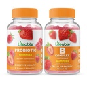 Životaschopné probiotické 2 miliardy CFU + B komplex, Gummy Bundle - veľké ochutnávky, vitamínové doplnky, bez lepku, bez GMO, žuvacia Gummy