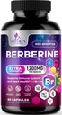 Berberine HCL 1200mg Supplement - Berberine HCI Kapsule High Absorbtion Supplement for Heart Health & Immune Support, High Strength, Gluten-Free, Vegan, Non-GMO Pills - 60 Veggie Kapsule