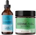HERBAMAMA Lemon Balm and Iodine Kit - Bundle of Lemon Balm Tinture 4 fl oz & Draslík jódové Gummy - Vegan, Non- GMO, Alkohol & Želatína - 2 balenia