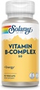 SOLARAY vitamín B komplex 50 mg - bunková energia Vitamíny - metabolizmus a Nervová zdravotná podpora s vitamínom B12, vitamín B1, B6, niacín, kyselina listová, biotín a iné B vitamíny - Vegan, 50 VegCaps