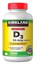 Kirkland Signature Extra sila D3 50 μg, 600 Softgels