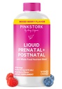 Pink Stork Tekuté prenatálne vitamíny pre ženy - Berry Flavor - Organic Food Blend - plodnosť, Tehotenstvo, Popôrodné Essentials - Morning Choroba Podpora - Dojčenie a Laktácia - 32 Slúži