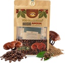 VOS GANOLUCIDUM - 100% Organic Reishi Coffee, 2 in 1 Reishi Mushroom s kávou, 5 vrecúška, veľké ochutnávky, Mushrom Supplement, Podpora pre energiu a imunitu doplnok (0,7 oz každý)