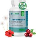 LaPura D-manóza 1000 mg Supplement with Cranberry Juice Powder, Hibiscus Kvetinový a púpavkový bylinný extrakt, 60 Kapsule - Prírodná podpora čistenia, zdravá pečeň, močový mechúr, močová stopová funkcia