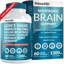 14-v-1 Lions Mane Supplement Kapsule - Nootropic Brain Supplement with Ginkgo Biloba for Brain Support, Memory and Focus - Alpha GPC, L Theanine & Choline Supplements with 1300mg per Serving (60 ct)