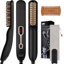 VOVO Bradavice Žehlenie Comb Upgrade Professional 2 in 1 Pánske brada rovnanie Vykurovanie Vyrovnávanie vlasov Kefa Prenosné Anti-Burn 6 Teplota nastaviteľné s LED displejom pre domáce a cestovné