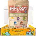 Skin and Coat Supplement with Fish Oil and Omega 3 for Psi and Mačky - Psie svrbenie Relief Pet Supplement for Shedding, Suché svrbenie kože a alergií - Psie alergie liečba Vitamíny (90 Tabule)
