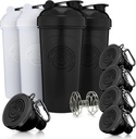 GOMOYO Fitness Bundle - 4-pack fľaštičky na pretrepanie s agitátorom + 5-pack Protein Funnels s karabínou, BPA-free & Dishwasher Trezor