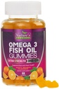 Omega 3 Rybí olej Gumies, Srdce zdravé Omega 3 Gumový doplnok s vysokou absorpciou DHA & EPA, Extra sila Podpora kĺbu a mozgu, Delicious Orange Flavor Rybí olej Nature vitamín - 60 Gummies
