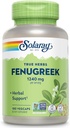 SOLARAY Fenugreek Seed 1240 mg, Healthy Digestion Support and More, Vegan and Lab Verified for Quality, 90 Servings, 180 VegCaps