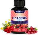 D-Mannose Supplement 1000mg Kapsule s brusnicou, Vitamín C, Hibiscus a púpava extrakt, Podpora močového zdravia, D Mannose a brusnicové Kapsule, 90 Počet