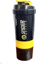 5 V 1 Protein Shaker fľaša - Profesionálne Series Shaker fľaša na proteíny Shake a pred tréningom Gym fľaša, s púdrom skladovanie, Pill Tray, Mixing Ball,Shakes Cup (žltá)