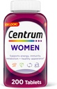 Centrum Multivitamínová tableta pre ženy, multivitamínový/multiminerálny doplnok so železom, vitamínom D3, B Vitamíny a antioxidant vitamíny C a E, bez lepidla, non-GMO zložky - 200 Počet