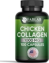 FabLab kuracie kolagén typ II doplnok - Nutričný doplnok pre spoločné, Nerve a kostnej podpory - non-GMO, Anti-Aging Dietary produkt s hydrolyzované Peptidy- 100 kapsule
