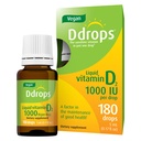 Drops Vegan 1000 IU 180 kvapky - denne vitamín D Tekutina - podporuje zdravie kostí a imunitný systém. Žiadne veľké kapsuly, žiadne konzervačné látky, bez GMO, alergie-priateľsky