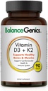 Vitamín D3 + K2 pre zdravé kosti a svaly - diétne doplnky podporujú imunitný systém, svalovú funkciu a celkovú wellness - vápnik doplnok s organickou formulou - 50mcg D3&75mcg K2