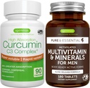 Multivitamín a minerály pre mužov + vysoká absorpcia Curcumin C3 Complex, Vegan Bundle, Trvalé uvoľnenie Advanced Multivitamín + 300% Väčšia absorpcia Curcuminoids s rýchlym vychytávaním, Igennus