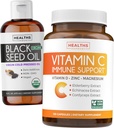 Black Seed Oil Liquid & Immune Support (2-Month Supply) Immune Maximizer Bundle - Black Seed Oil Liquid (16fl.oz) Premium Cold-Pressed Clack Cumin Seed Oil & Vitamin C Immune Support (120 Veg Caps)