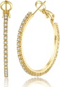 PABBEU 2mm 925 Sterling Strieborné náušnice Big Sterling Silver Hoop náušnice pre ženy Veľký Kamienky Hoop náušnice tenké Hypoalergénne Cubic Zirconia Náušnice pre ženy 30/40/50/60/70 mm