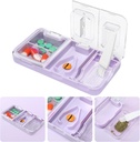 Toplive Prenosné 3-in-1 pilulky Cutter a tabletky Grinder a držiak pilulky, presné jednoduché rezanie, križovač liekov pre malé veľké pilulky, vitamín tablety splitter pre staršie deti Domáce zvieratá, fialové