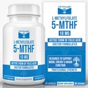L-metylfolát 10 mg, optimalizovaný a vysoko bioaktívny metylfolát, 5- MTHF doplnok pre Mood and Immune Support, Natural Diet Supplement for Energy, Non- GMO & Gluten-Free, 90 kapsúl