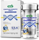 NAIK Probiotiká 1800 miliárd CFU - 10 kmeňov + organické prebiotiká - Immune, Digestive & Gut Health - podpora príležitostnej zápchy, hnačka, plyn & Bloating - pre ženy a mužov - 45kt