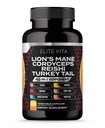 Nootropic Mushroom Supplement - Lions Mane, Cordyceps, Reishi, Chaga Blend pre lepšie zaostrenie, pamäť, kognitívna podpora, mozog vitamín a zaostrenie doplnok, 90 Vegan Kapsule