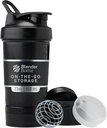 BlenderBottle Shaker fľaša s pilulkou Organizátor a skladovanie pre proteínový prášok, Classic V2 ProSak System, 22-Ounce, Midnight Black