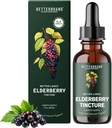 Betterbrand BetterLungs Elderberry Tinture Dietary Supplement - All Natural Cukor-free non-GMO Vegetarián pre zimnú imunitnú podporu (30 dní)