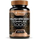 WELLNESS LABSRX Supplement Mushroom Kapsule 10:1 Extrakt, Mushroom Complex Kapsule 1000mg, Lions Mane Supplement with Turkey chvost, Cordyceps, Reishi - 120 Gróf