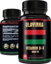 Vitamín D3 5000 IU - 125 μg Vitamín D3 Doplnky pre ženy a mužov - Zdravie pokožky, funkcia svalov a podpora imunity - non-GMO, vysoká potencia Vitamín D3 5000 IU, 3 mesiace