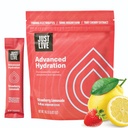 Len živá pokročilá hydratácia - jahodová limonáda, Electrolyte Drink Mix, extrakt z čerešní, podporuje zotavenie a absorpciu, nízky cukor, 14 balení