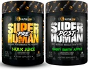 ALPHA LION Superhuman pred tréningom Powder & Po tréningu zotavenie Bundle, Trvalá energia & Focus + Lean Muscle Rast, sila & objem (Hulk Juice & Gainy Smith Apple)