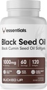 Čierny olej zo semien 1000mg na porciu (olej z rasce čiernej) Essentials (60 Servings, 120 Softgels)