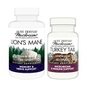 Host Defense Bundle s Lion Mane Kapsule, 120 Gróf a Turecko chvostové kapsule, 30 Gróf - Podpora mozgu zdravie, pamäť a zameranie - Podpora Tráviace a imunitné zdravie