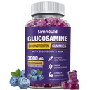 Glukozamín Chondroitín Gummy - 3000MG Extra sila Spoločná podpora doplnok s MSM a bazy, Flexibilita, Antioxidant Imunitná podpora Gummy pre dospelých, Muži a ženy